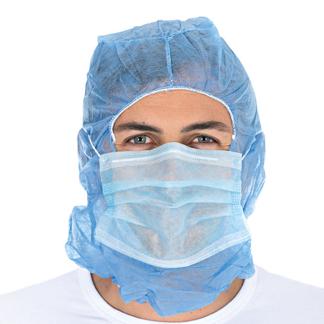 Astrohauben mit 2-lagiger Mund-Nasen-Maske | SMS - blau