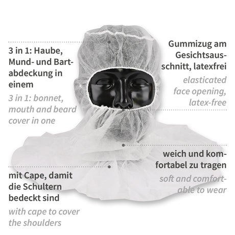 Astrohauben mit Cape | PP - weiß