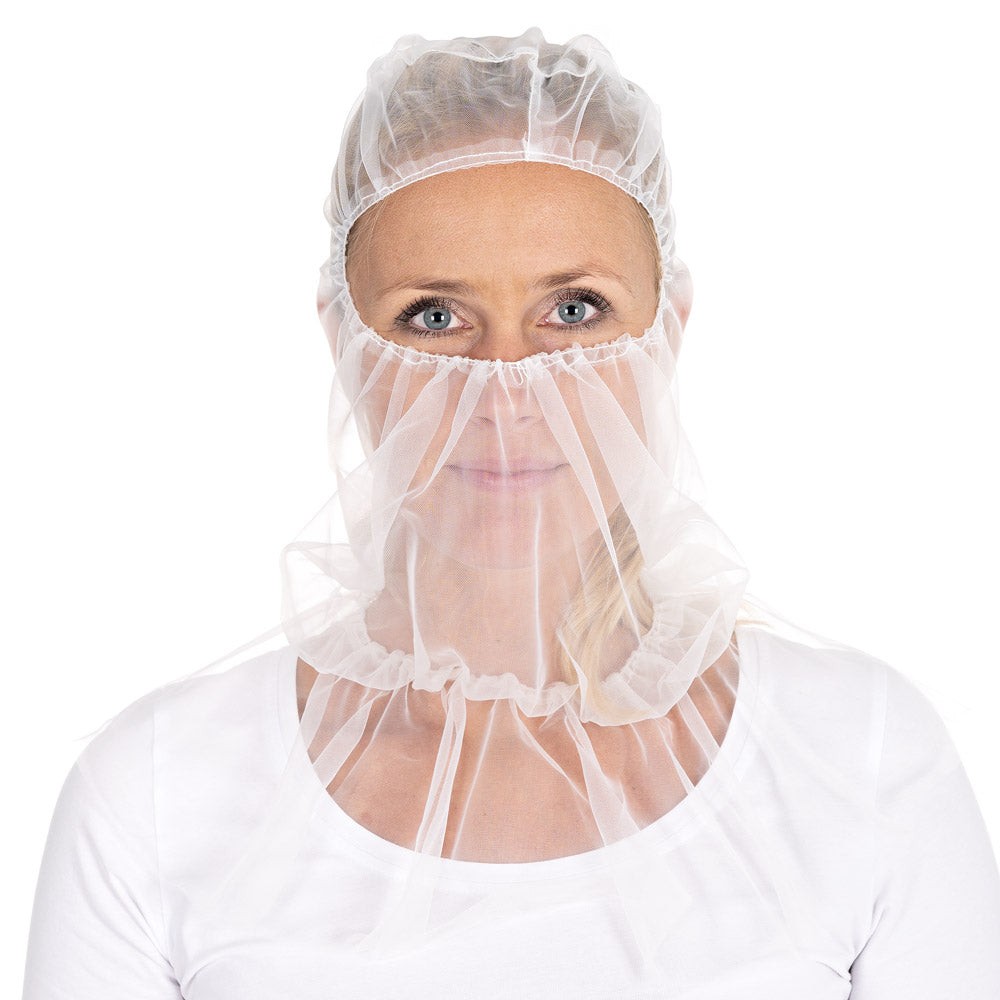 Astrohauben Micromesh mit Cape | Nylon - weiß