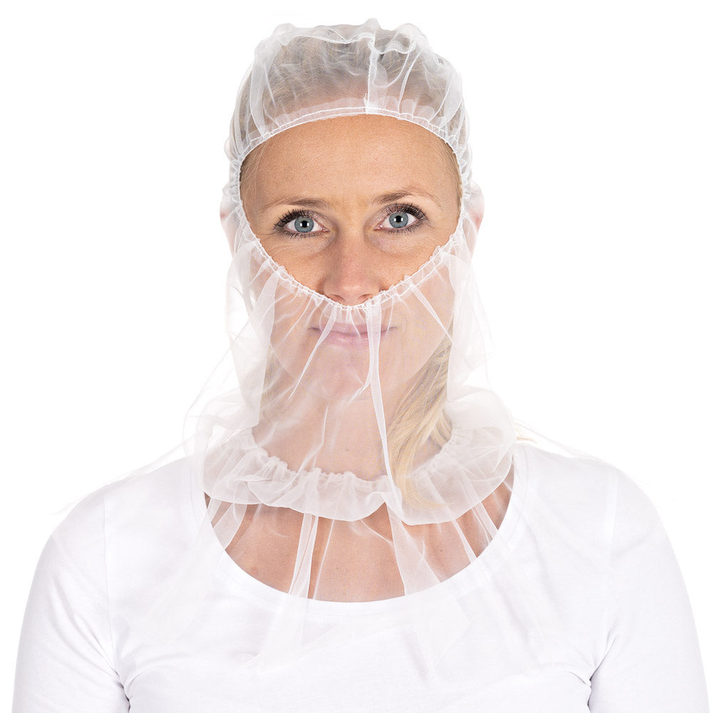 Astrohauben Micromesh mit Cape | Nylon - weiß