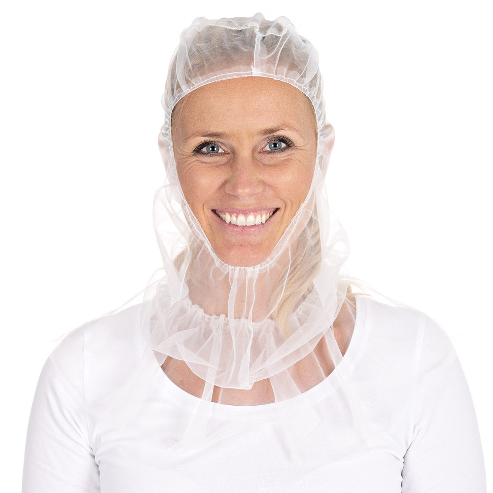 Astrohauben Micromesh mit Cape | Nylon - weiß