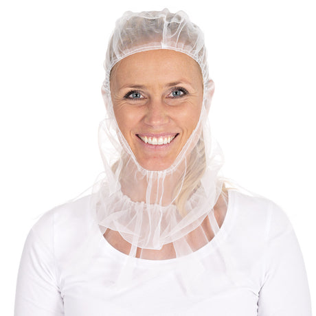 Astrohauben Micromesh mit Cape | Nylon - weiß