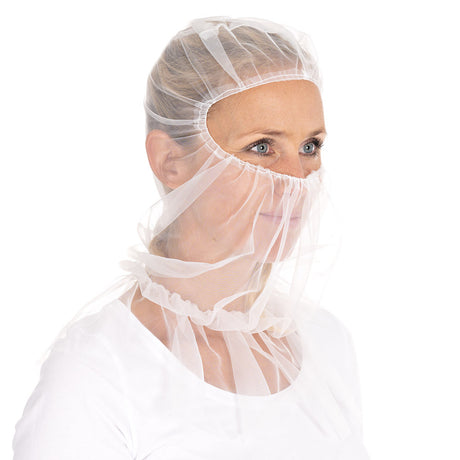 Astrohauben Micromesh mit Cape | Nylon - weiß