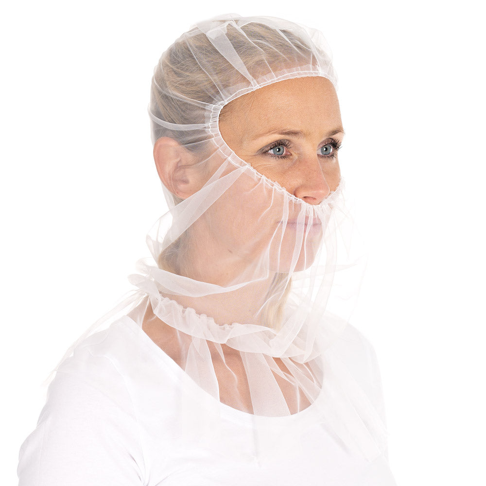 Astrohauben Micromesh mit Cape | Nylon - weiß