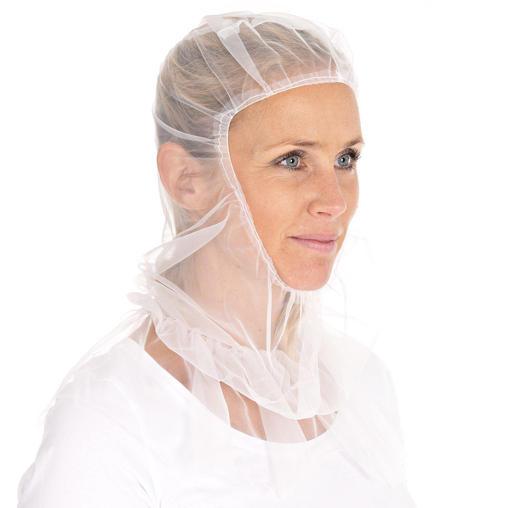 Astrohauben Micromesh mit Cape | Nylon - weiß