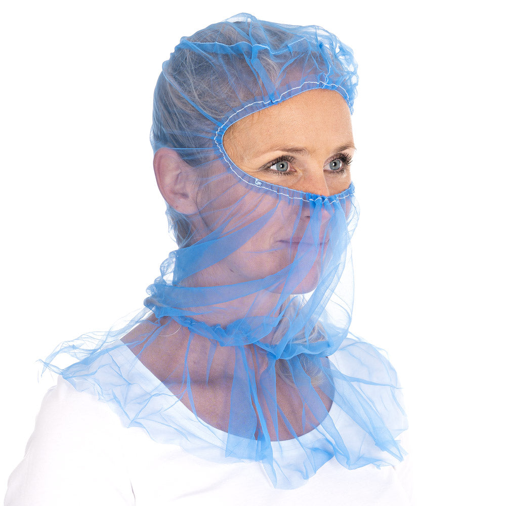 Astrohauben Micromesh mit Cape | Nylon - blau