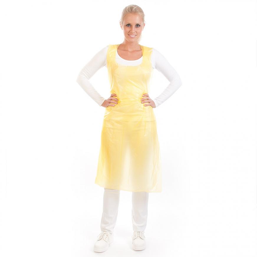 Einwegschürzen auf Rolle ca. 16 my | LDPE - gelb