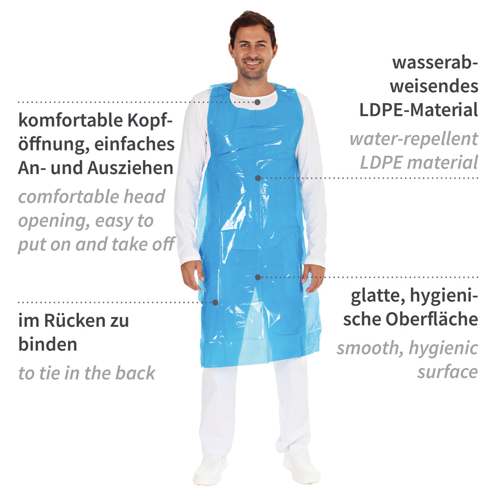 Einwegschürzen auf Rolle ca. 35 my | LDPE - blau