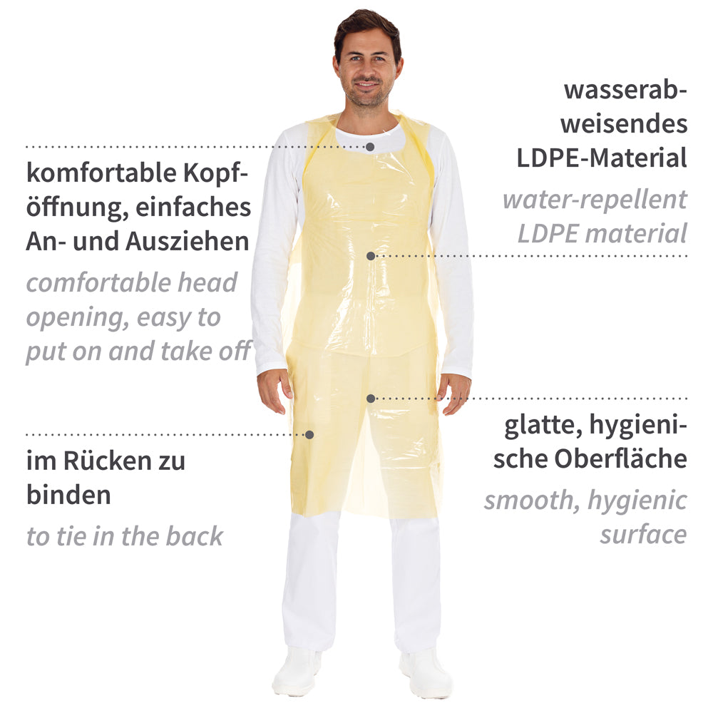 Einwegschürzen auf Rolle ca. 35 my | LDPE - gelb