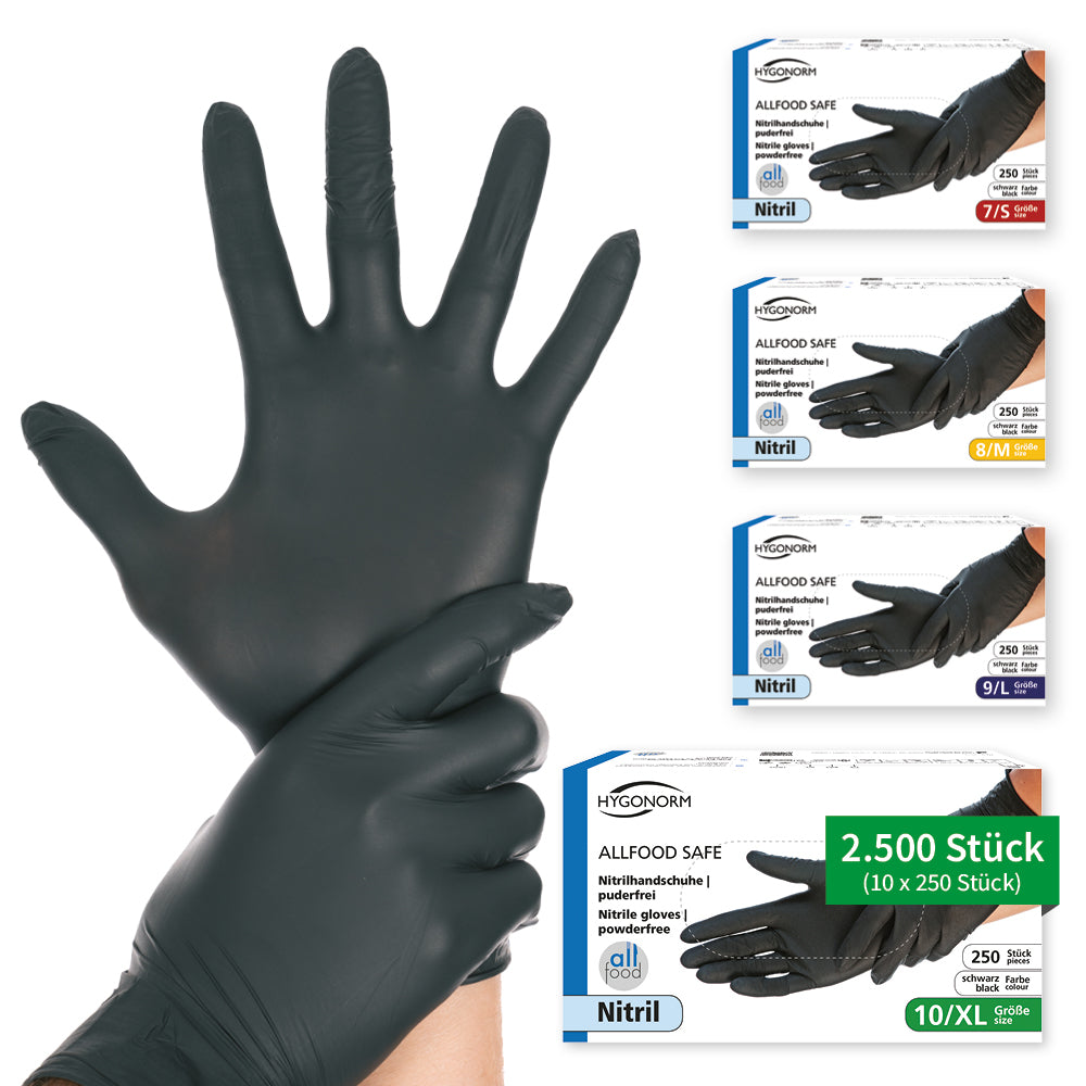 Nitrilhandschuhe Allfood Safe | puderfrei - schwarz