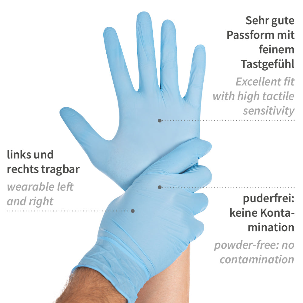 Nitrilhandschuhe Allfood Safe | puderfrei - blau