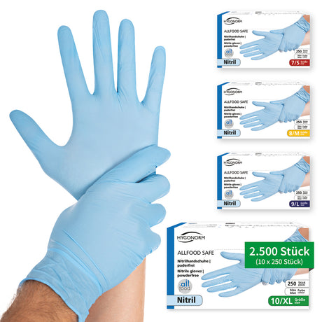 Nitrilhandschuhe Allfood Safe | puderfrei - blau