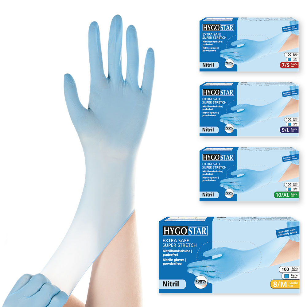 Nitrilhandschuhe Extra Safe Super Stretch, puderfrei - blau