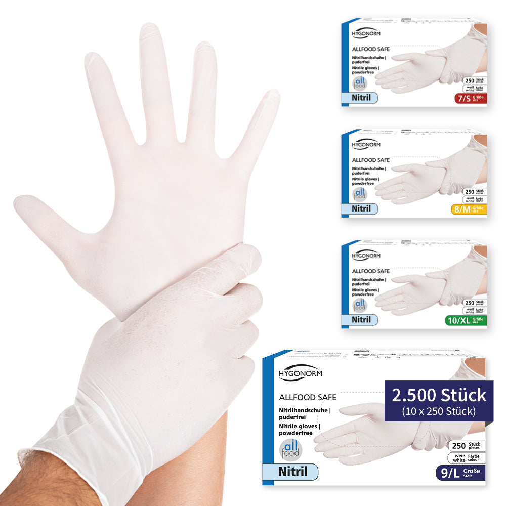 Nitrilhandschuhe Allfood Safe | puderfrei - weiß