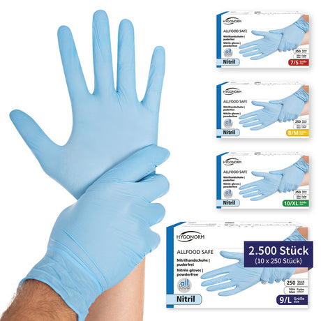Nitrilhandschuhe Allfood Safe | puderfrei - blau