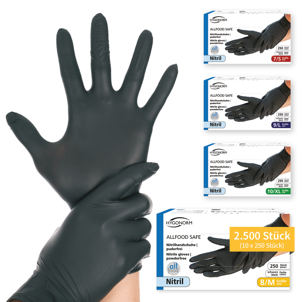 Nitrilhandschuhe Allfood Safe | puderfrei - schwarz