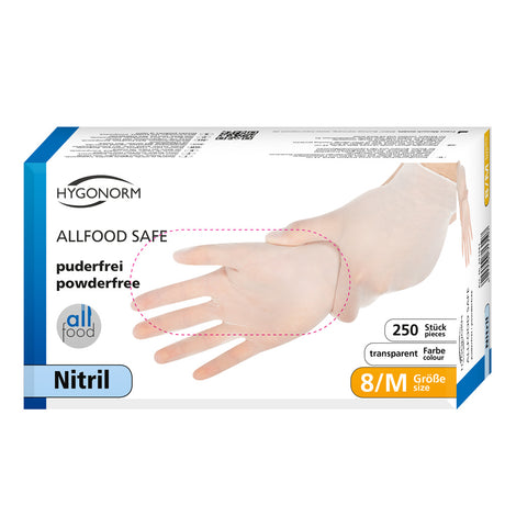 Nitrilhandschuhe Allfood Safe | puderfrei - transparent