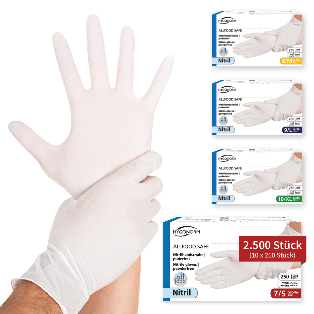 Nitrilhandschuhe Allfood Safe | puderfrei - weiß