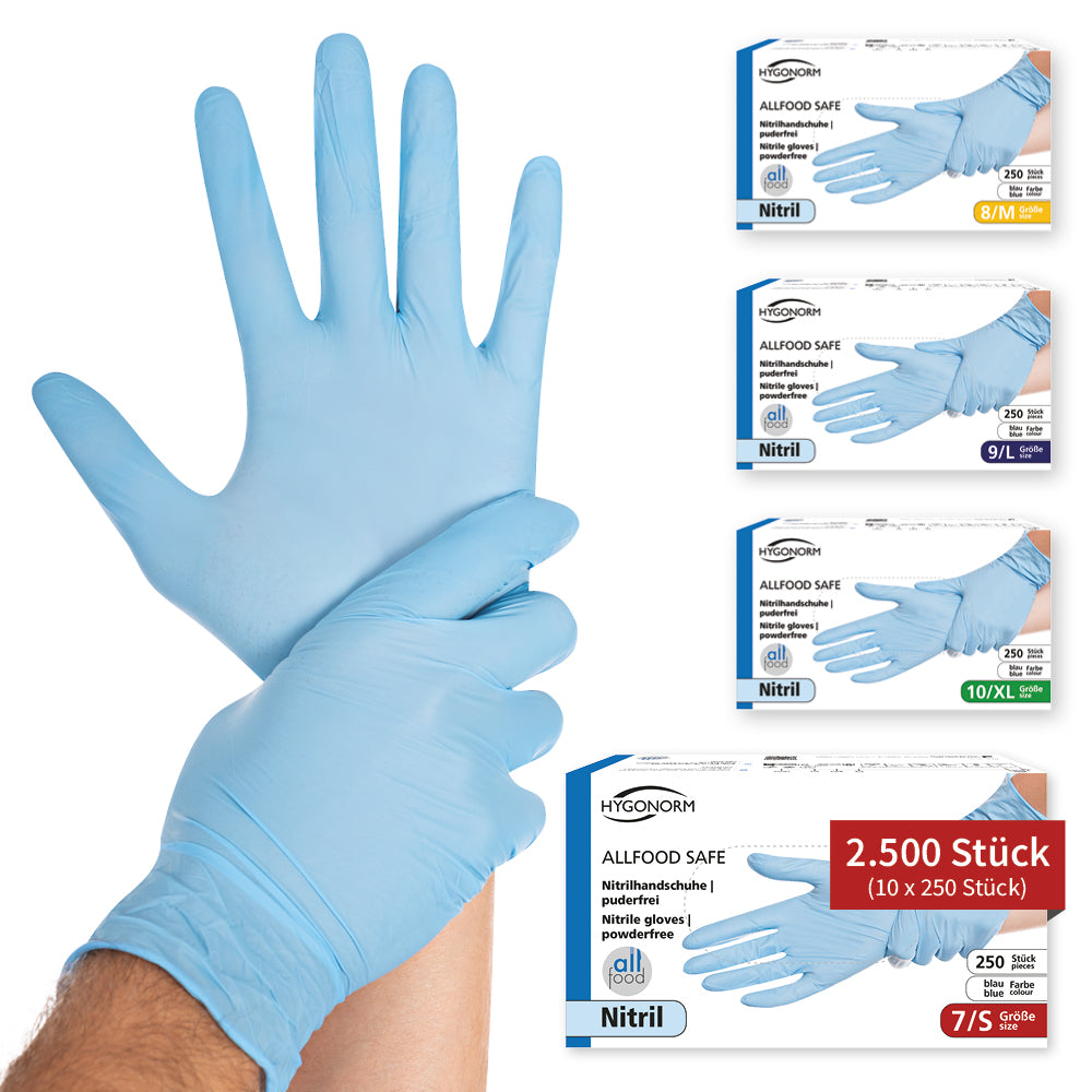 Nitrilhandschuhe Allfood Safe | puderfrei - blau
