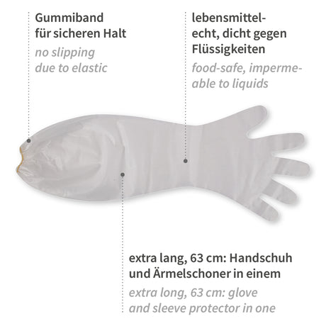 CPE-Handschuhe Grip Long mit Gummizug - transparent