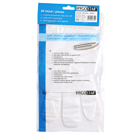 LDPE-Handschuhe Polyclassic Soft | geblockt - transparent
