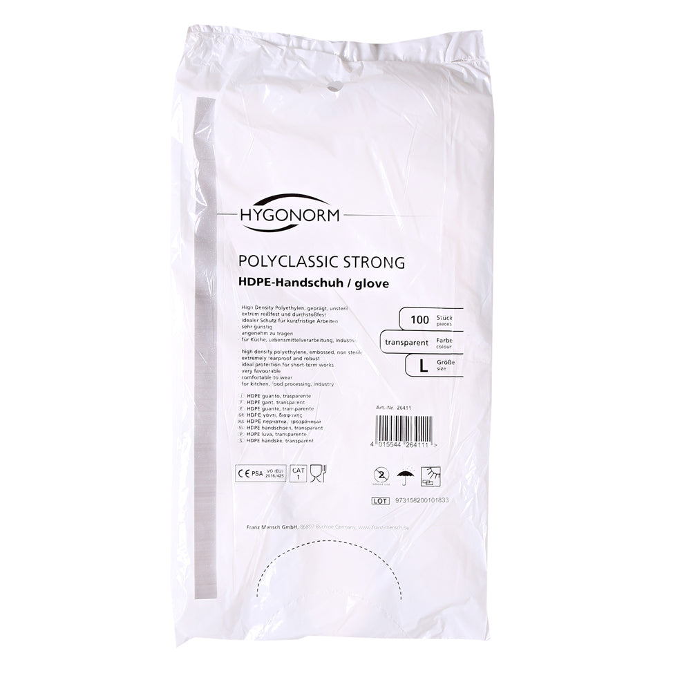 HDPE-Handschuhe Polyclassic Strong | geblockt - transparent