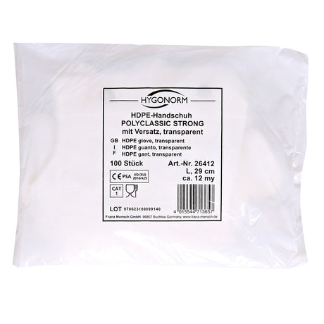 HDPE-Handschuhe Polyclassic Strong | mit Versatz - transparent