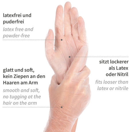 Vinylhandschuhe Ideal Light | puderfrei - transparent