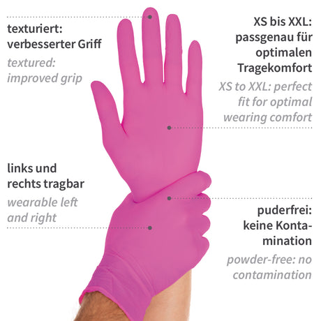 Nitrilhandschuhe Safe Light | puderfrei - magenta