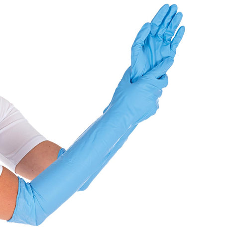 Nitrilhandschuhe Extra Safe Superlong, 50 cm | puderfrei - blau
