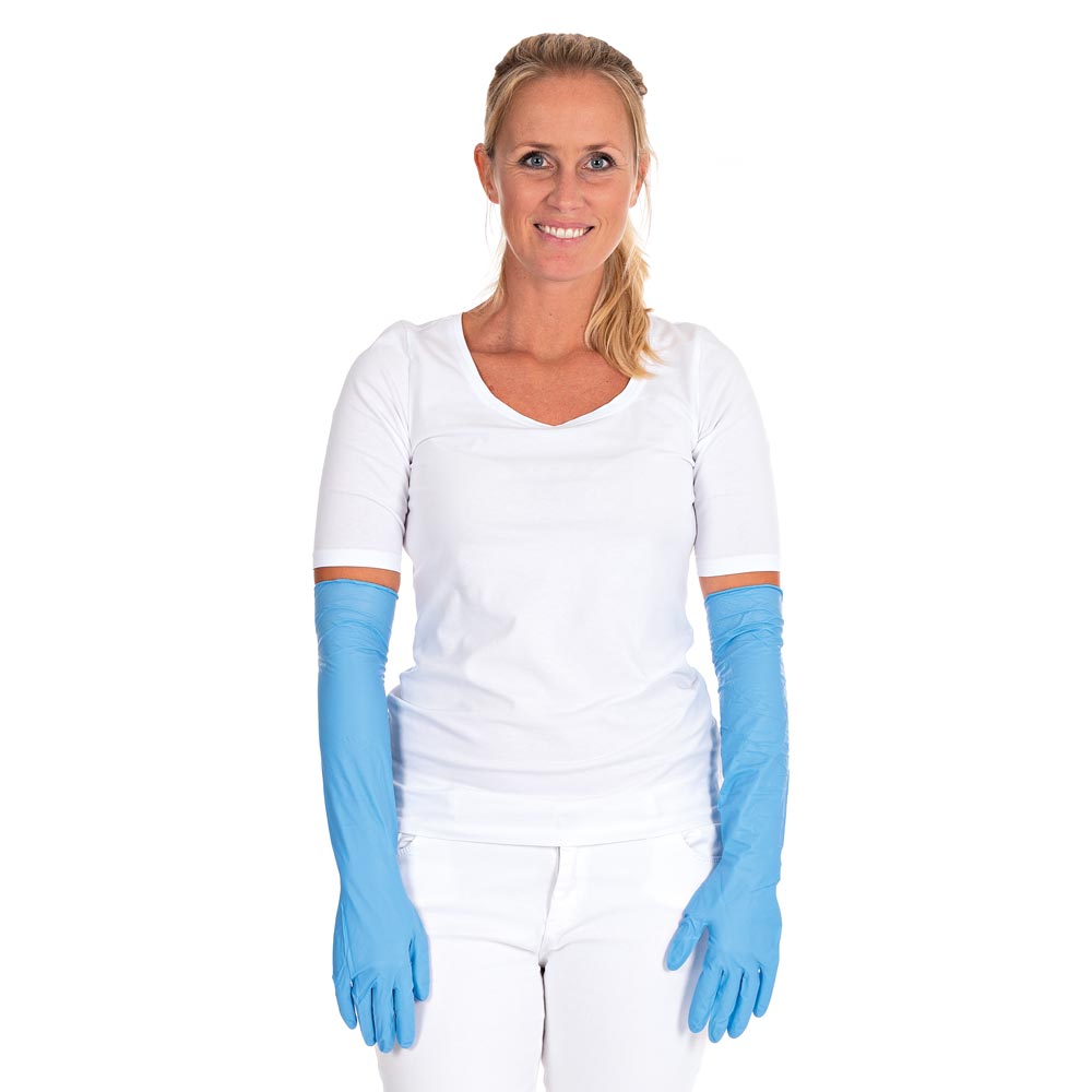 Nitrilhandschuhe Extra Safe Superlong, 50 cm | puderfrei - blau
