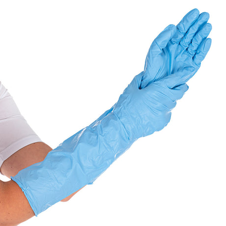 Nitrilhandschuhe Extra Safe Superlong, 40 cm | puderfrei - blau