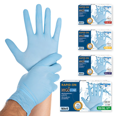 Nitrilhandschuhe Rapid-On | puderfrei - blau