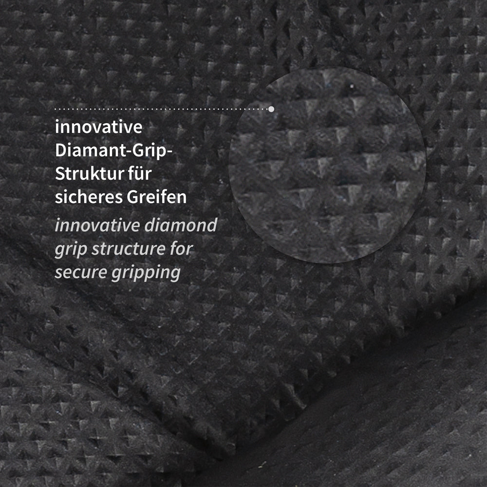 Nitrilhandschuhe Diamond Grip | puderfrei - schwarz