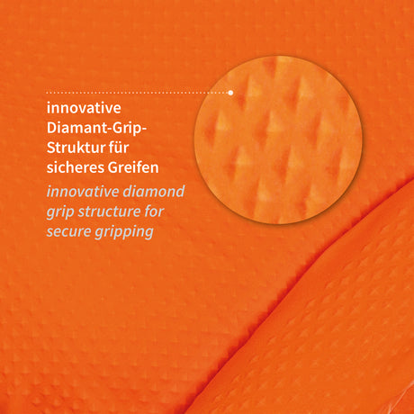 Nitrilhandschuhe Diamond Grip | puderfrei - orange