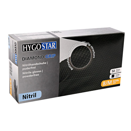 Nitrilhandschuhe Diamond Grip | puderfrei - schwarz