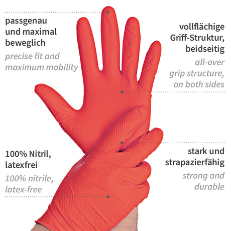 Nitrilhandschuhe Power Grip | puderfrei - rot
