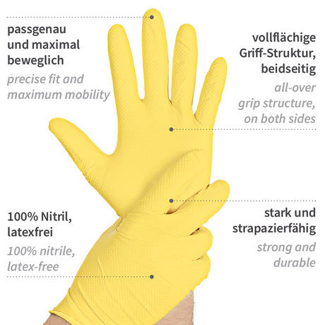 Nitrilhandschuhe Power Grip | puderfrei - gelb
