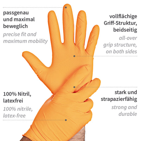 Nitrilhandschuhe Power Grip Light | puderfrei - orange