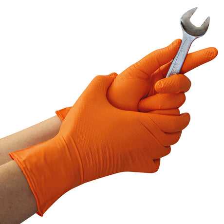 Nitrilhandschuhe Power Grip | puderfrei - orange
