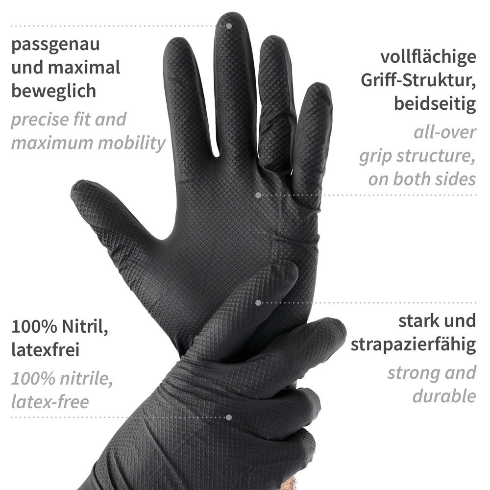 Nitrilhandschuhe Power Grip | puderfrei - schwarz