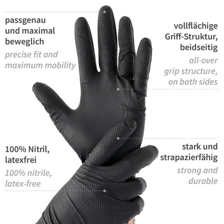 Nitrilhandschuhe Power Grip | puderfrei - schwarz
