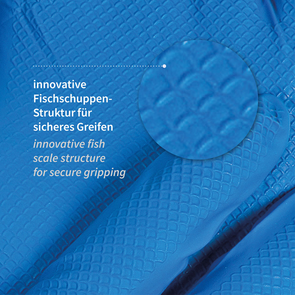 Nitrilhandschuhe Power Grip Long | puderfrei - blau