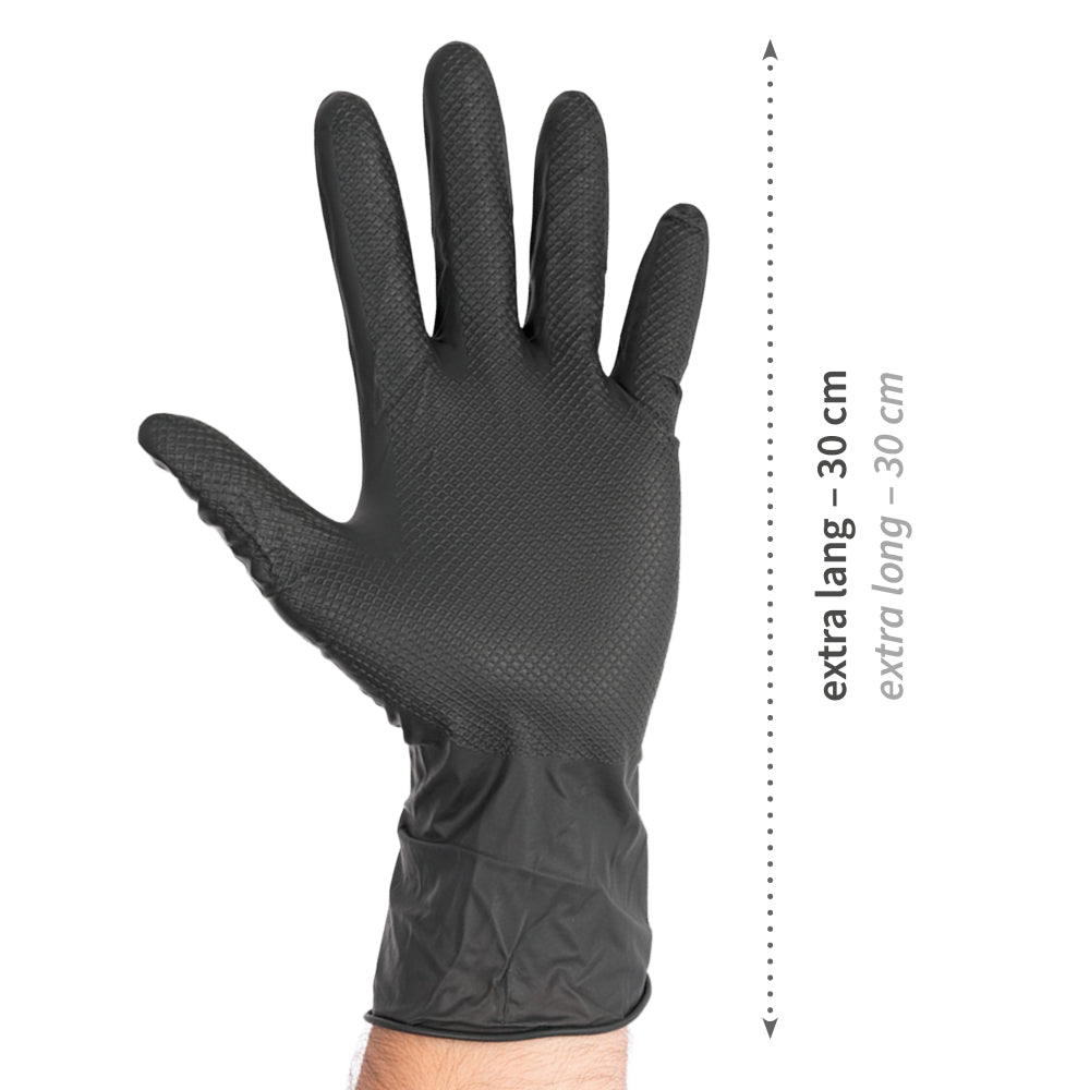 Nitrilhandschuhe Power Grip Long | puderfrei - schwarz