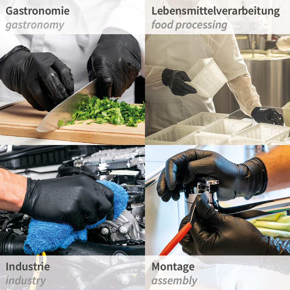 Nitrilhandschuhe Power Grip Long | puderfrei - schwarz