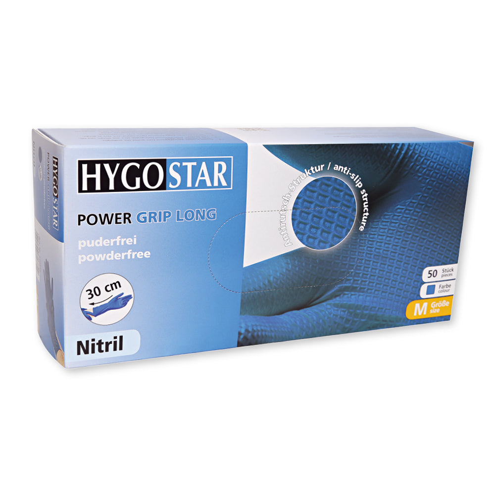 Nitrilhandschuhe Power Grip Long | puderfrei - blau