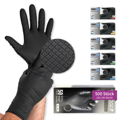 Nitrilhandschuhe Power Grip Long | puderfrei - schwarz