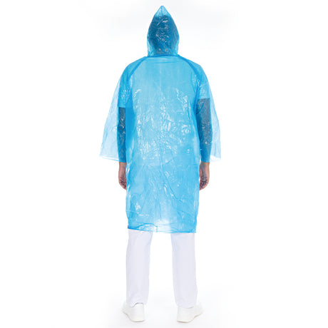 Besucherkittel Light mit Druckknöpfen, Kapuze | PE - blau