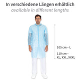 Besucherkittel Light mit Druckknöpfen, Stehkragen | PP - blau