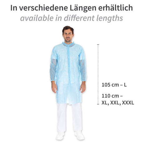 Besucherkittel Light mit Druckknöpfen, Stehkragen | PP - blau